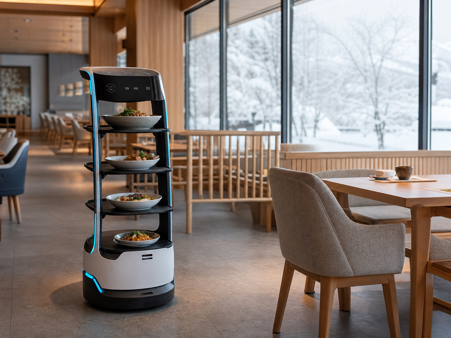 配膳ロボットと清掃ロボット